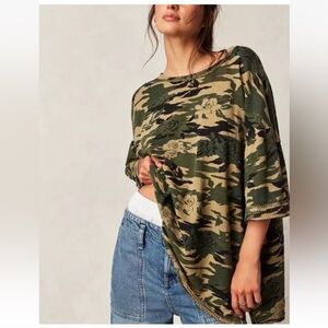 Free People You And Me Army Combo Camouflage T-Shirt - XL